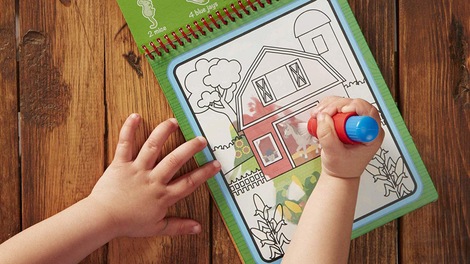 Melissa & Doug’s Water Wow! reusable watercolor books include a “brush” that you fill with water, and four watercolor pages that are completely reusable.